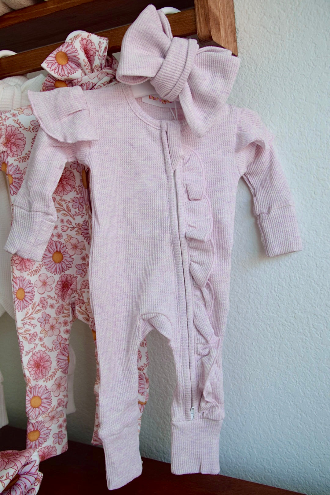 Three Ruffle Zip Romper | Sprinkle Lilac