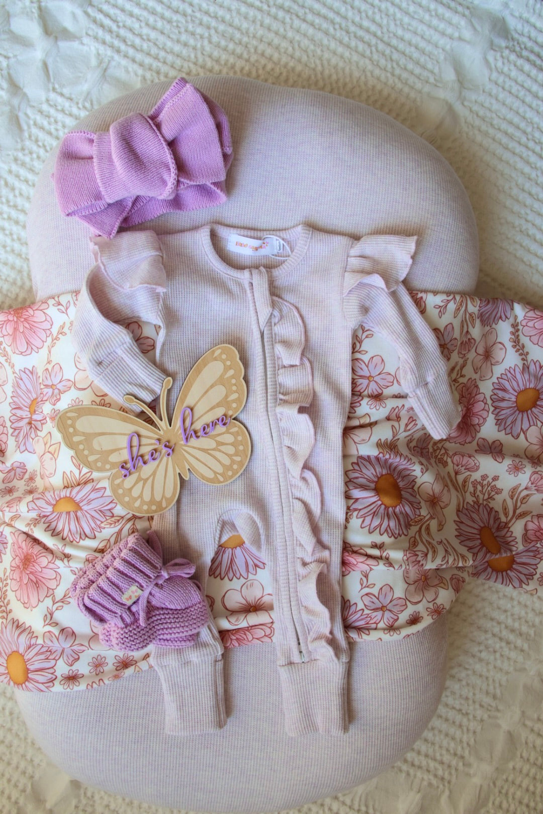 Three Ruffle Zip Romper | Sprinkle Lilac