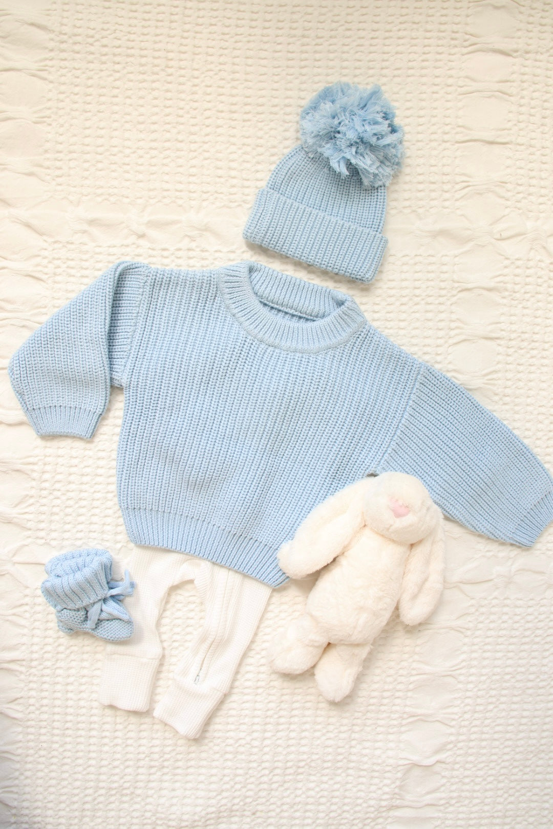 Knitted Baby Blue Booties