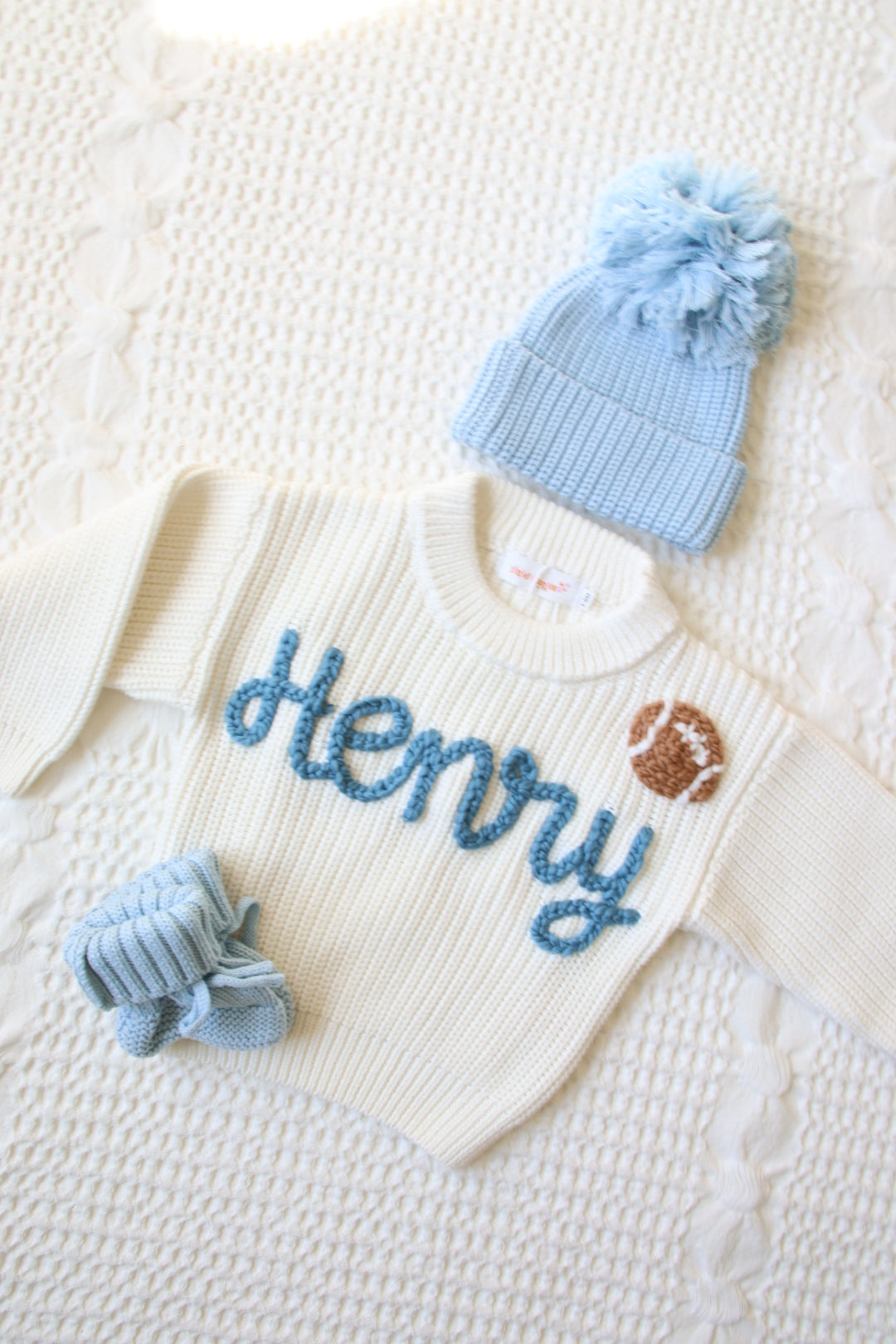 Knitted Baby Blue Booties