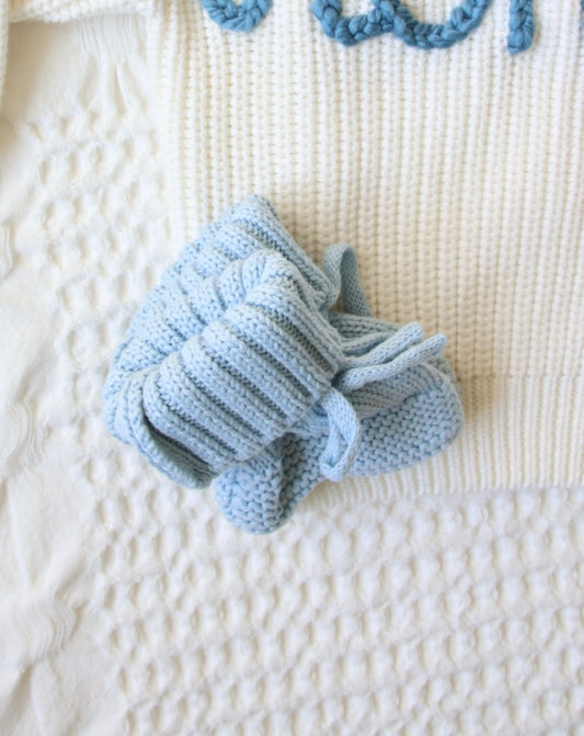 Knitted Baby Blue Booties