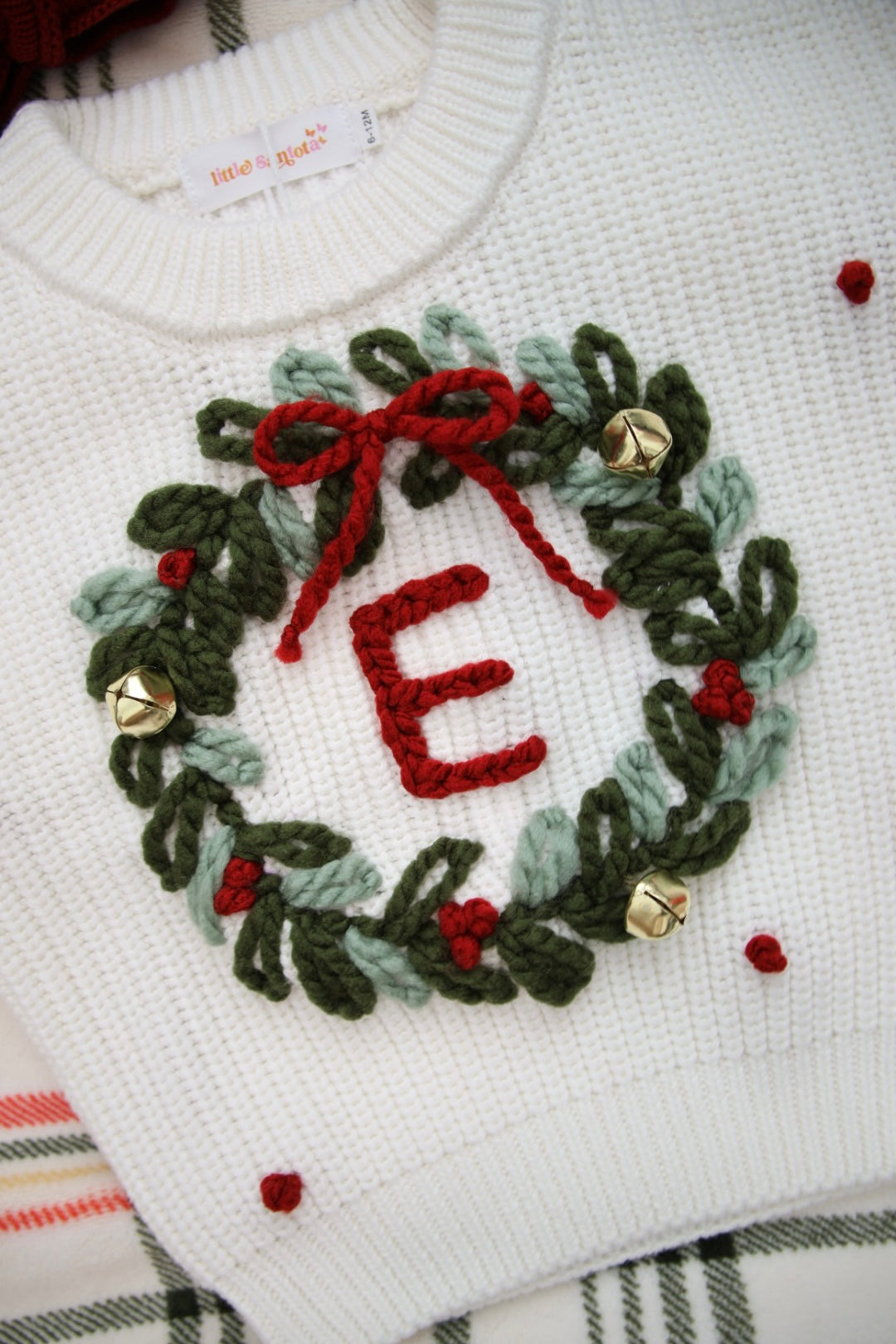 Christmas Wreath Embroidered Sweater | Off White