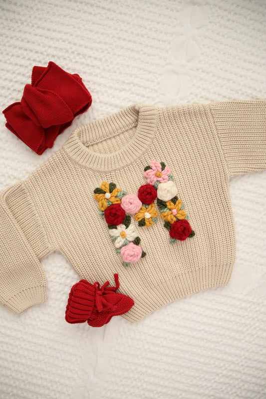 Initial Embroidered Sweater | Baby | Toddler