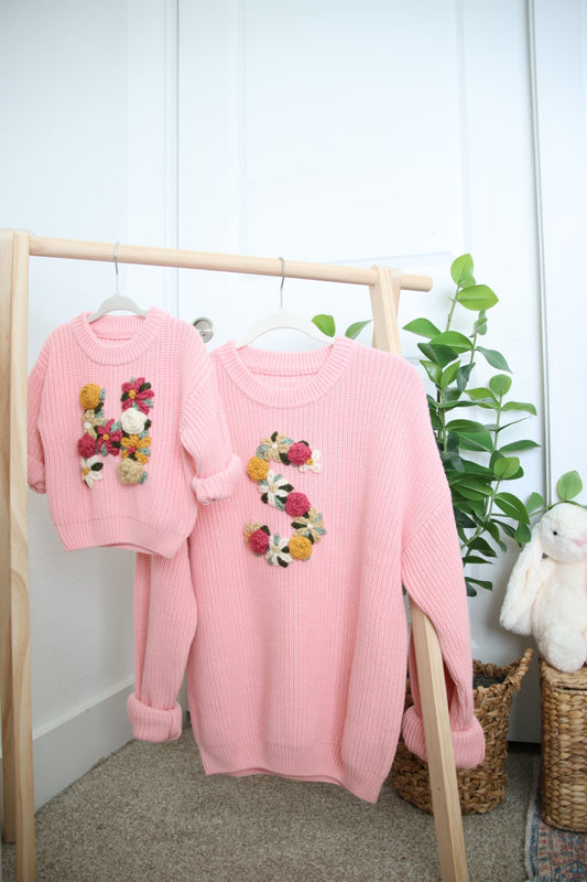 Initial Embroidered Sweater | Adult